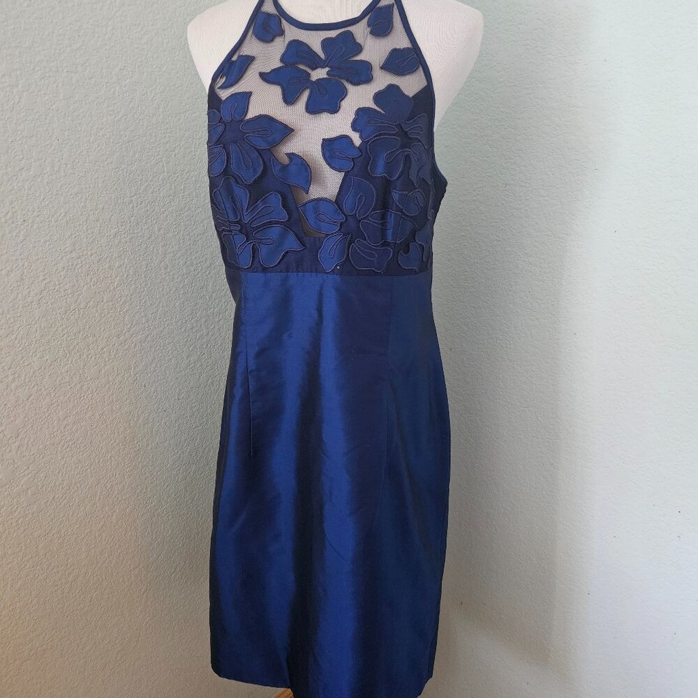 Blue Cocktail Dress 100% thai silk